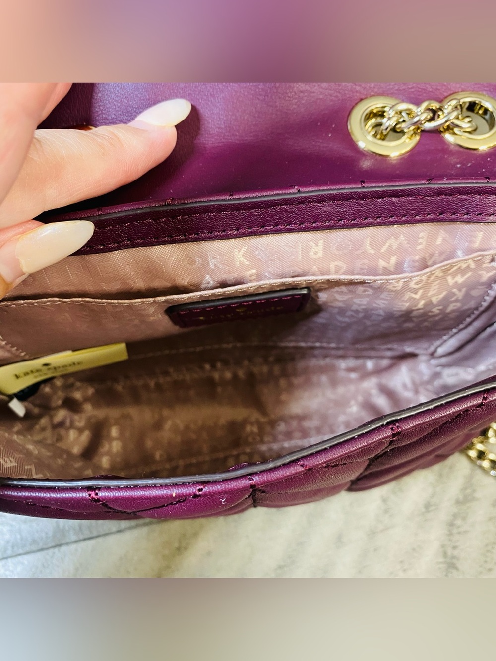 Kate Spade Briar Lane Mini Emelyn Quilted Crossbody Deep Plum Bag - Picture 6 of 7